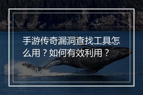 手游传奇漏洞查找工具怎么用？如何有效利用？