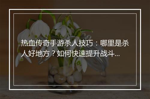 热血传奇手游杀人技巧：哪里是杀人好地方？如何快速提升战斗力？