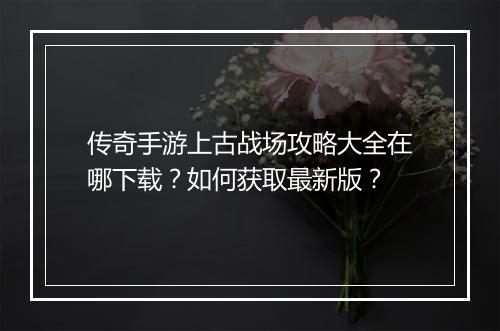 传奇手游上古战场攻略大全在哪下载？如何获取最新版？
