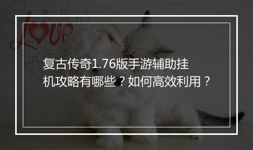 复古传奇1.76版手游辅助挂机攻略有哪些?如何高效利用?