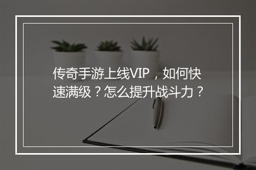 传奇手游上线VIP，如何快速满级？怎么提升战斗力？