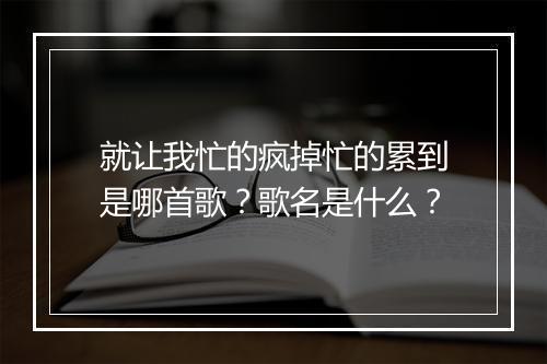 就让我忙的疯掉忙的累到是哪首歌？歌名是什么？