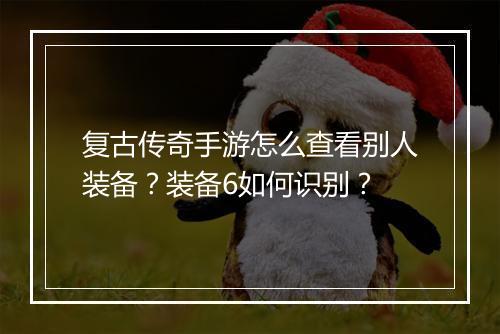 复古传奇手游怎么查看别人装备？装备6如何识别？