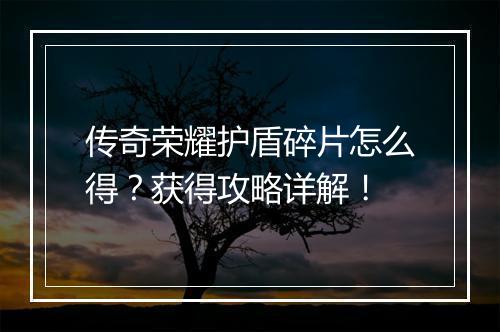 传奇荣耀护盾碎片怎么得？获得攻略详解！