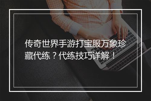 传奇世界手游打宝服万象珍藏代练？代练技巧详解！