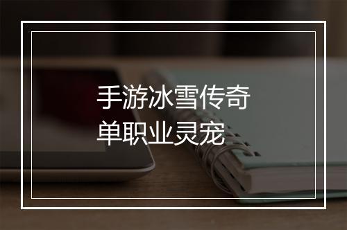 手游冰雪传奇单职业灵宠
