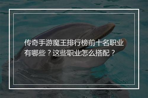 传奇手游魔王排行榜前十名职业有哪些？这些职业怎么搭配？