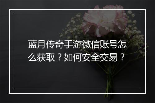 蓝月传奇手游微信账号怎么获取？如何安全交易？