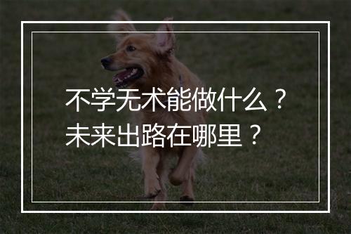 不学无术能做什么？未来出路在哪里？