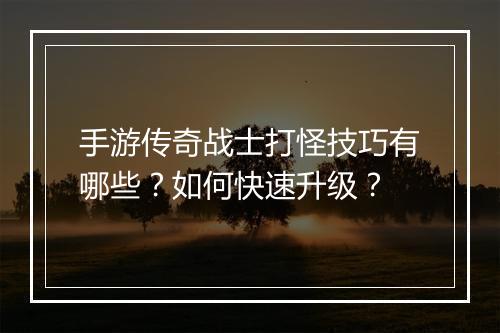 手游传奇战士打怪技巧有哪些？如何快速升级？