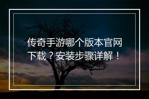 传奇手游哪个版本官网下载？安装步骤详解！