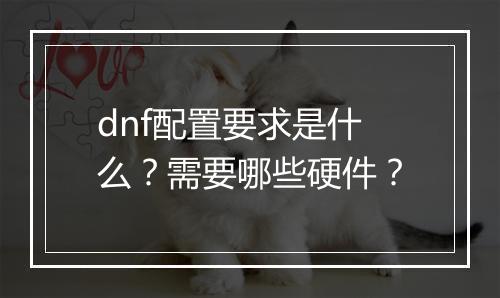 dnf配置要求是什么？需要哪些硬件？