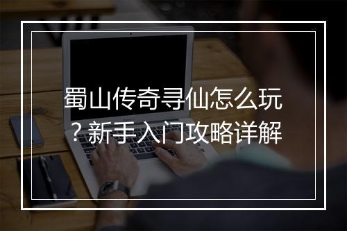 蜀山传奇寻仙怎么玩？新手入门攻略详解