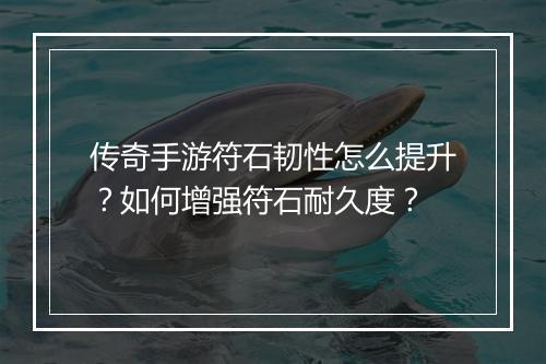 传奇手游符石韧性怎么提升？如何增强符石耐久度？