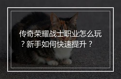 传奇荣耀战士职业怎么玩？新手如何快速提升？