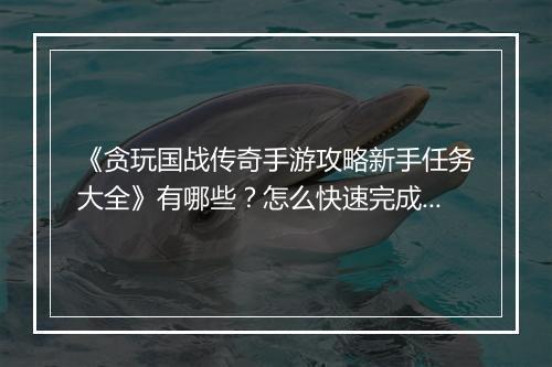 《贪玩国战传奇手游攻略新手任务大全》有哪些？怎么快速完成？