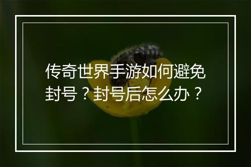 传奇世界手游如何避免封号？封号后怎么办？