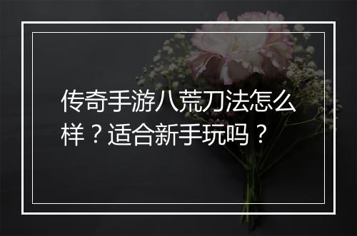 传奇手游八荒刀法怎么样？适合新手玩吗？