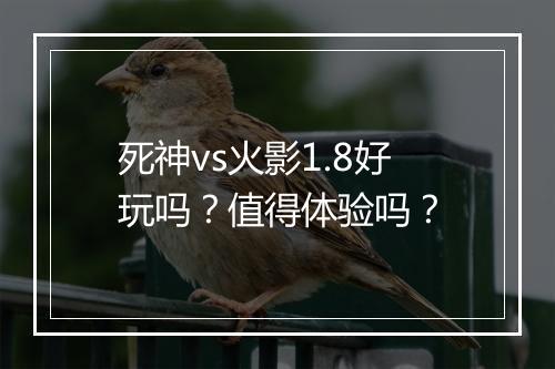 死神vs火影1.8好玩吗？值得体验吗？