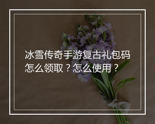 冰雪传奇手游复古礼包码怎么领取？怎么使用？
