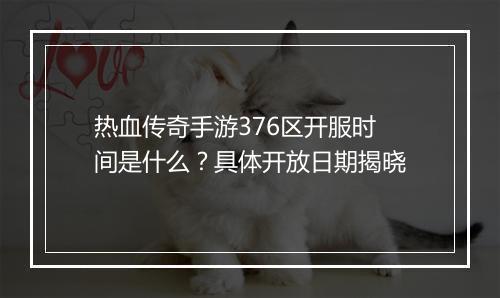 热血传奇手游376区开服时间是什么？具体开放日期揭晓