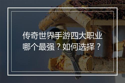 传奇世界手游四大职业哪个最强？如何选择？