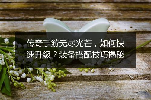 传奇手游无尽光芒，如何快速升级？装备搭配技巧揭秘