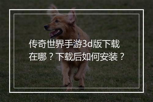 传奇世界手游3d版下载在哪？下载后如何安装？