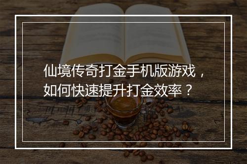 仙境传奇打金手机版游戏，如何快速提升打金效率？