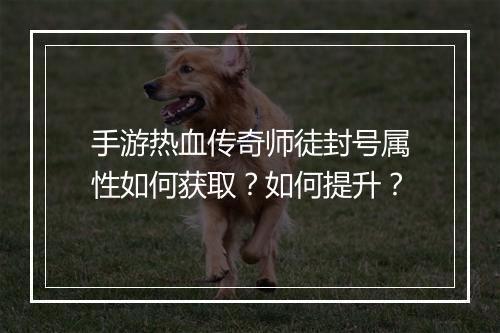 手游热血传奇师徒封号属性如何获取？如何提升？
