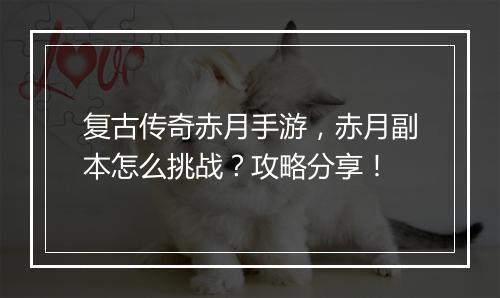 复古传奇赤月手游，赤月副本怎么挑战？攻略分享！