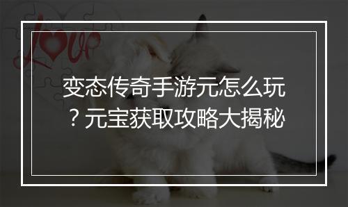 变态传奇手游元怎么玩？元宝获取攻略大揭秘