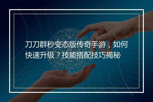 刀刀群秒变态版传奇手游，如何快速升级？技能搭配技巧揭秘