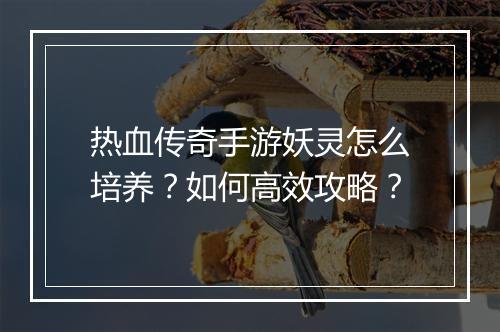 热血传奇手游妖灵怎么培养？如何高效攻略？