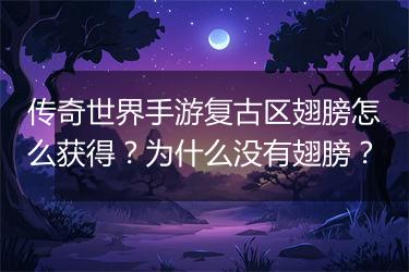 传奇世界手游复古区翅膀怎么获得？为什么没有翅膀？