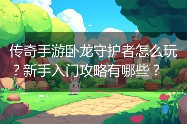 传奇手游卧龙守护者怎么玩？新手入门攻略有哪些？