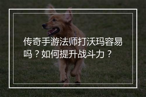 传奇手游法师打沃玛容易吗？如何提升战斗力？
