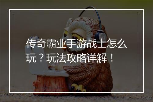 传奇霸业手游战士怎么玩？玩法攻略详解！