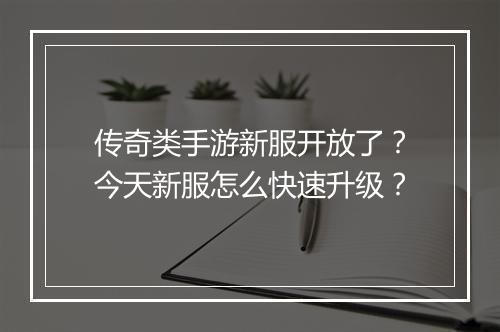 传奇类手游新服开放了？今天新服怎么快速升级？