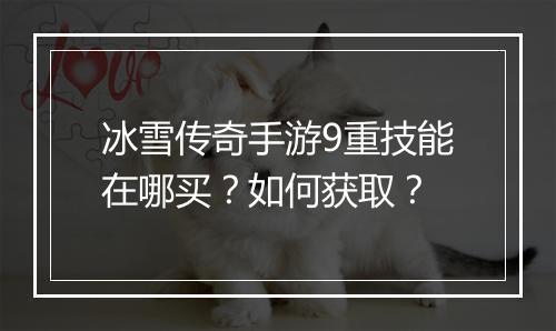 冰雪传奇手游9重技能在哪买？如何获取？