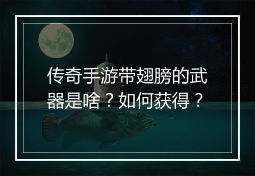 传奇手游带翅膀的武器是啥？如何获得？