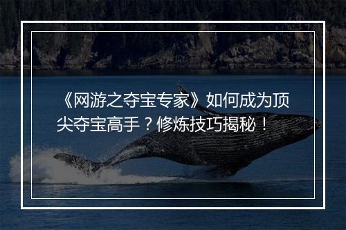 《网游之夺宝专家》如何成为顶尖夺宝高手？修炼技巧揭秘！