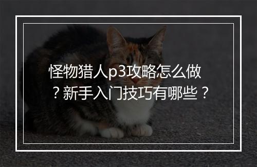 怪物猎人p3攻略怎么做？新手入门技巧有哪些？