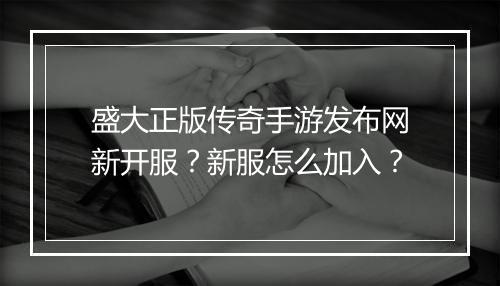 盛大正版传奇手游发布网新开服？新服怎么加入？