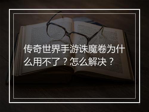 传奇世界手游诛魔卷为什么用不了？怎么解决？