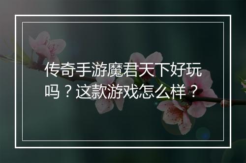 传奇手游魔君天下好玩吗？这款游戏怎么样？