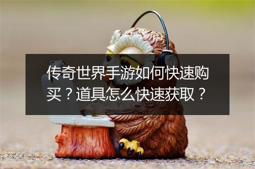 传奇世界手游如何快速购买？道具怎么快速获取？