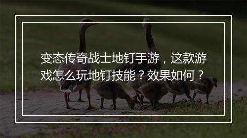 变态传奇战士地钉手游，这款游戏怎么玩地钉技能？效果如何？