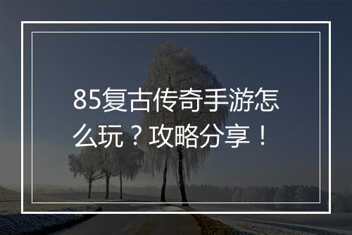 85复古传奇手游怎么玩？攻略分享！