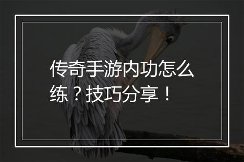 传奇手游内功怎么练？技巧分享！